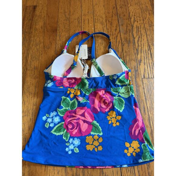 Matilda Jane Tankini Swim Top Womens Medium Blue Floral To The Beach 27633S - Picture 2 of 5